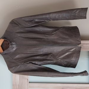 Genuine short adjusted leather jacket